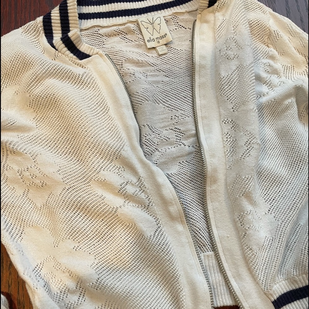Ella Moss white cotton lace cardigan 12Y